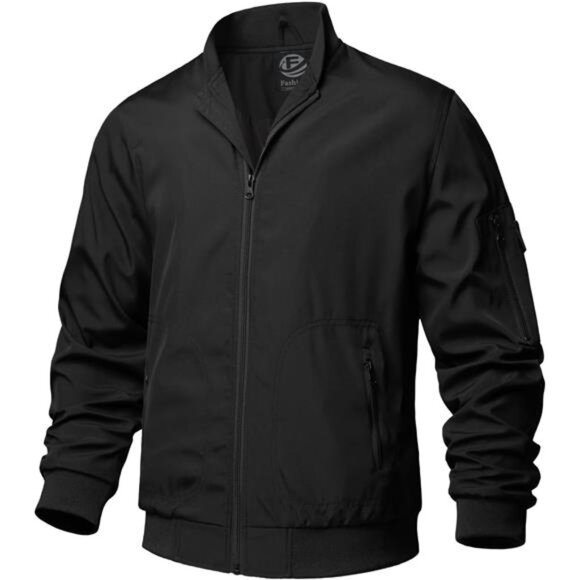 Men's Fashion Bomber Jacket Lightweight Track Windbreaker Jackets Outdoor